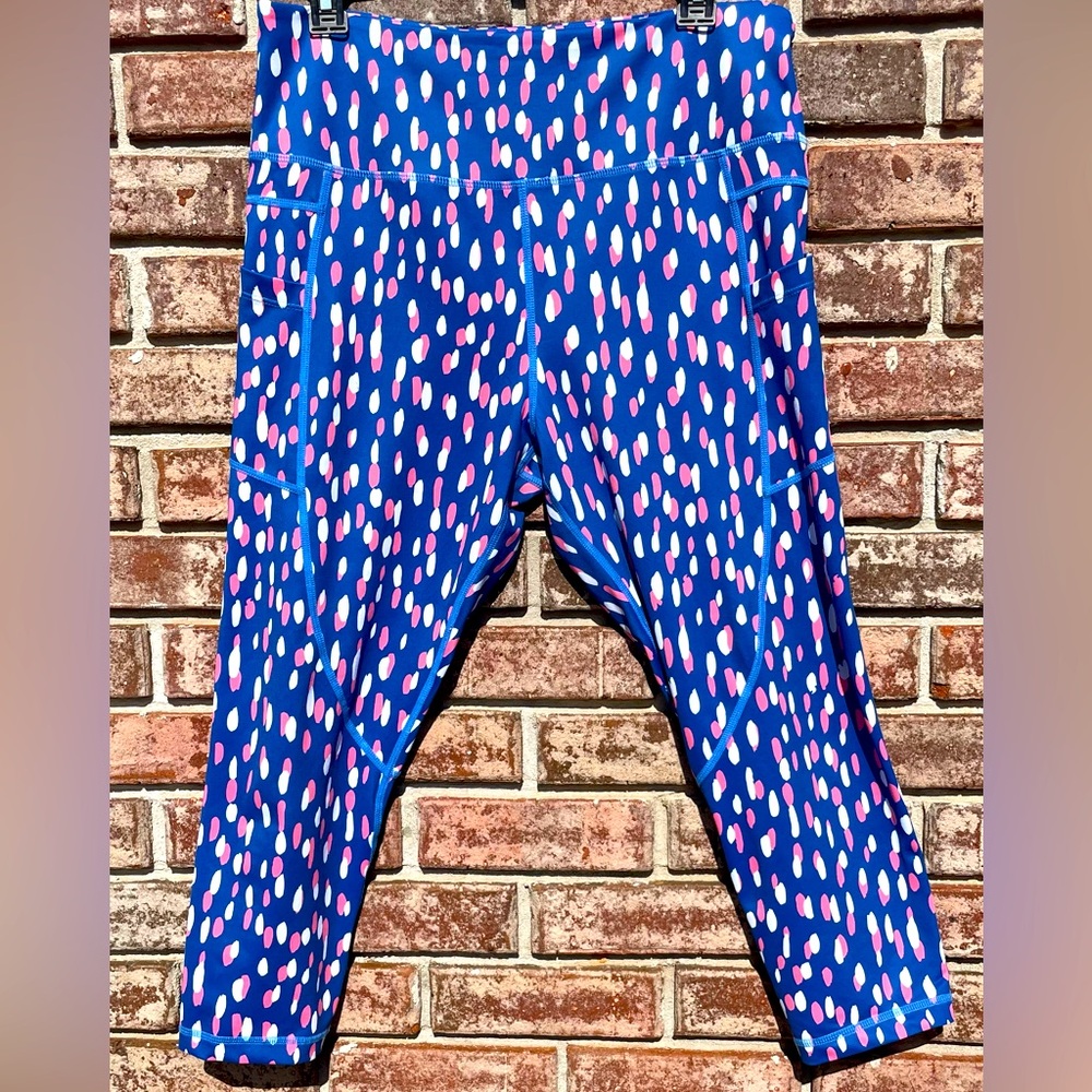 Zyia Active -Light N Tight -High Rise -Capri 20" - Size 14-16 -Blue/Coral/White